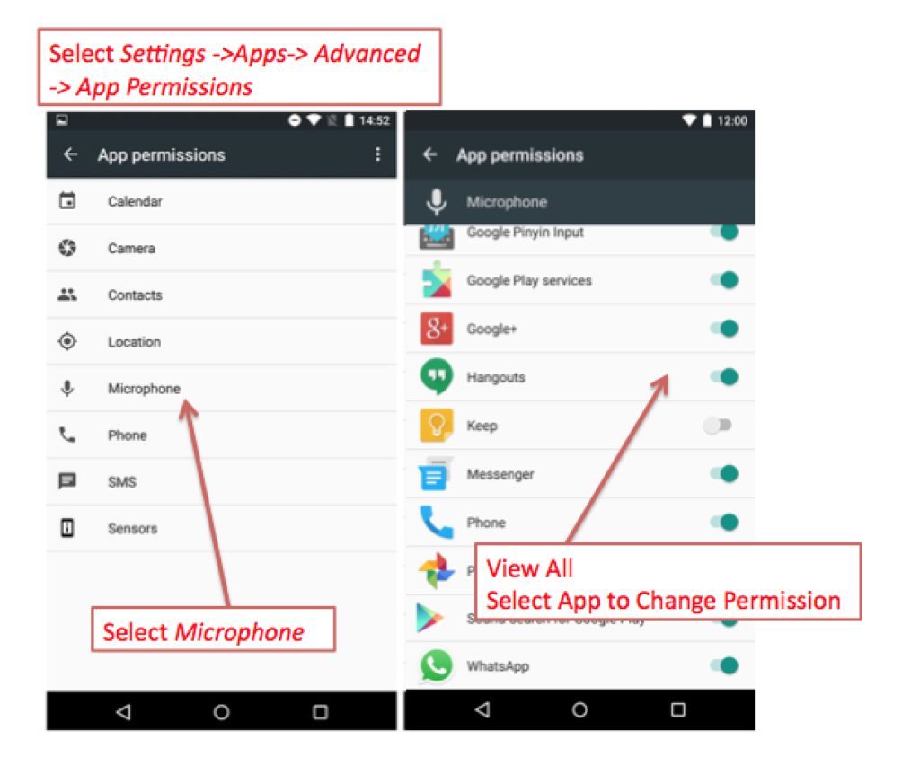 Andoird Microphone Settings