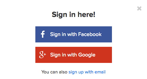 FB and Google Sign in page