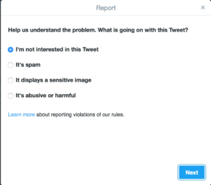 Troll - Twitter report page